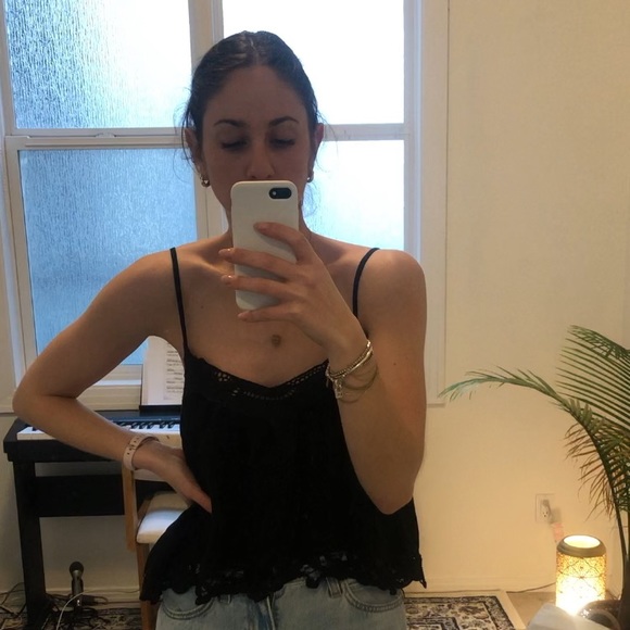 Black Boho Lace Tank Top - Picture 1 of 4